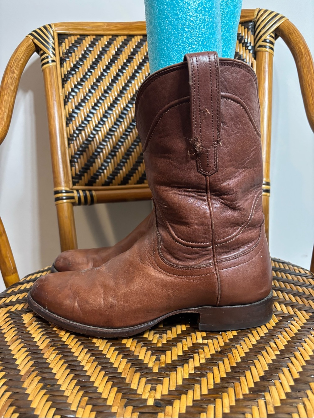 Tecovas The Earl Brown Leather Roper Cowboy Western Boots Handmade 9.5